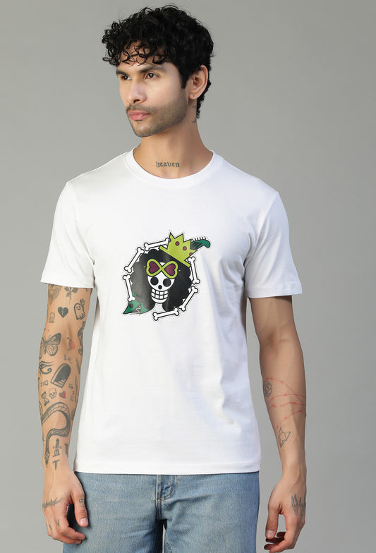 One Piece Anime Design Regular Fit Printed T-Shirt White
