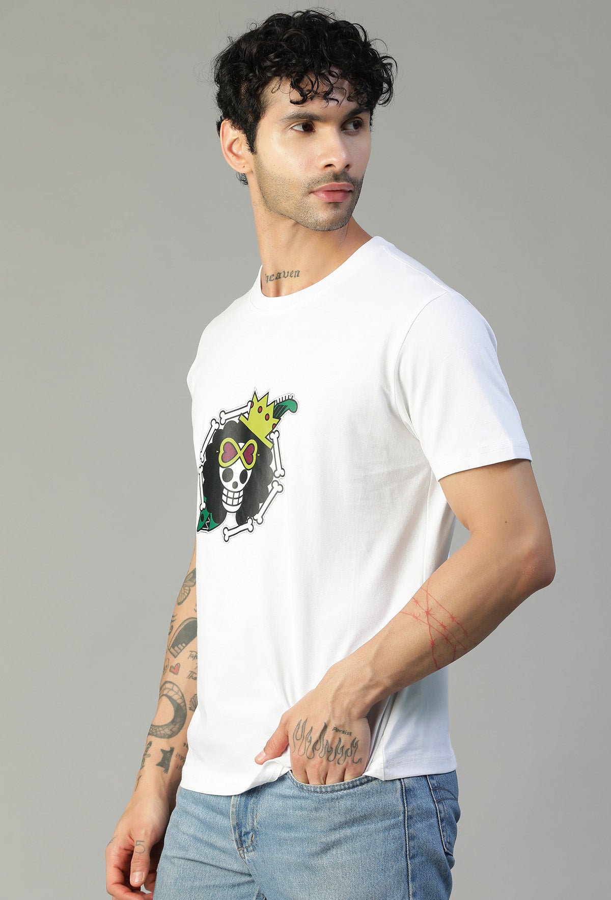 One Piece Anime Design Regular Fit Printed T-Shirt White.