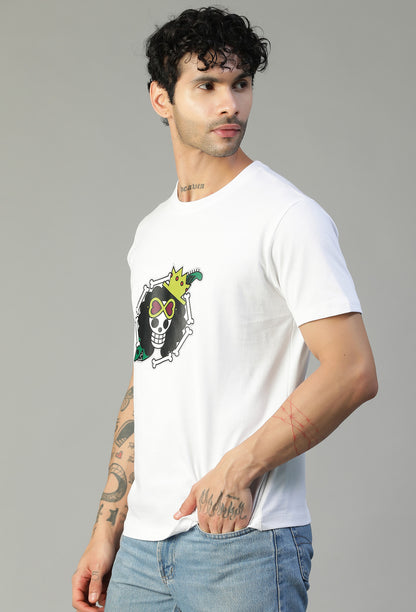 One Piece Anime Design Regular Fit Printed T-Shirt White