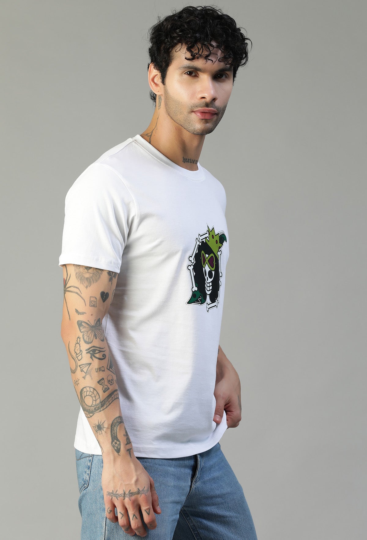 One Piece Anime Design Regular Fit Printed T-Shirt White.