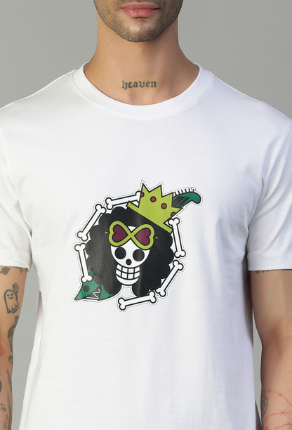 One Piece Anime Design Regular Fit Printed T-Shirt White