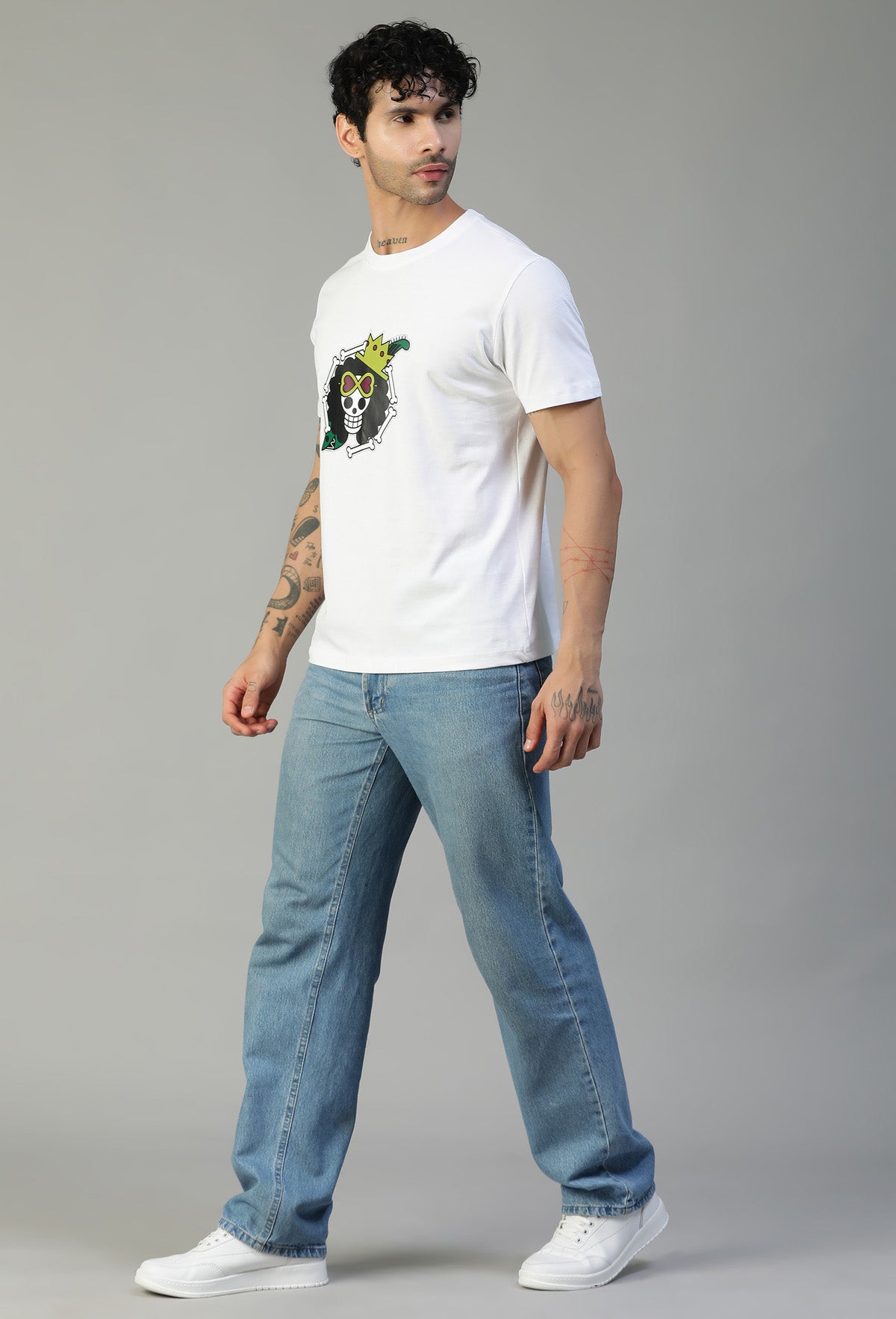 One Piece Anime Design Regular Fit Printed T-Shirt White.