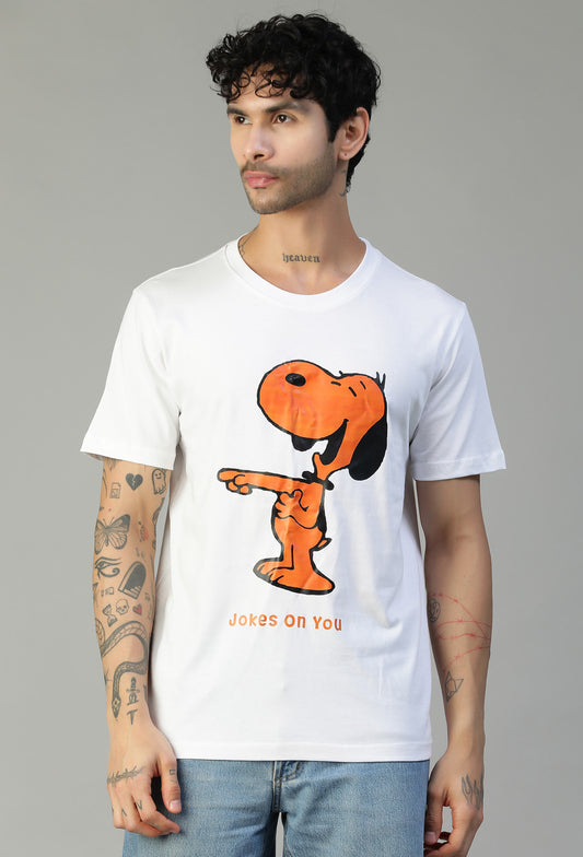 Laughing Dog Design Printed Regular Fit T-Shirt White