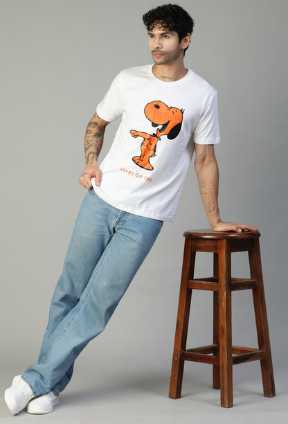 Laughing Dog Design Printed Regular Fit T-Shirt White