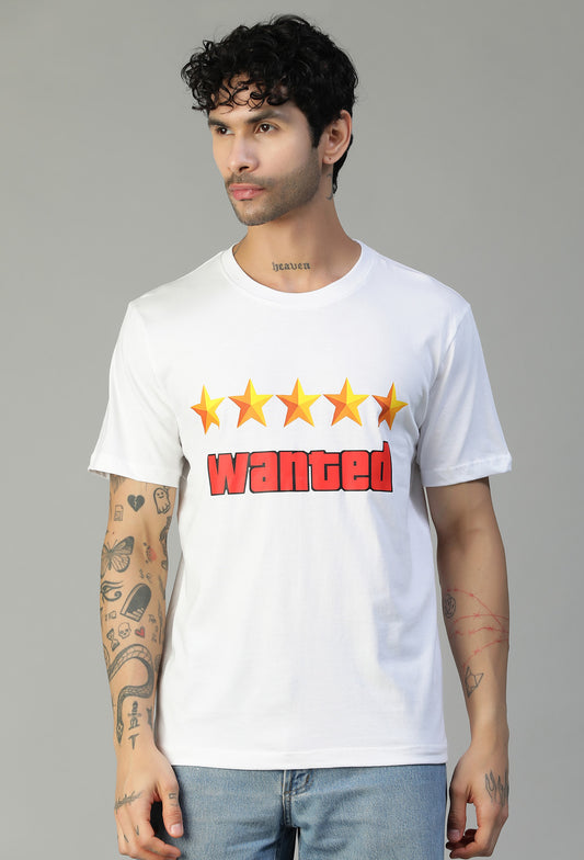 Wanted Design Printed Regular Fit Printed T-Shirt White