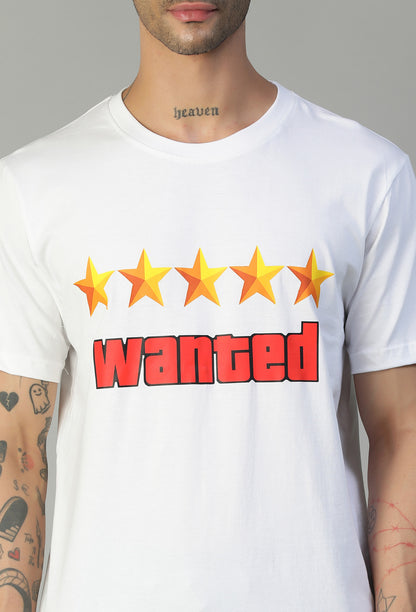 Wanted Design Printed Regular Fit Printed T-Shirt White