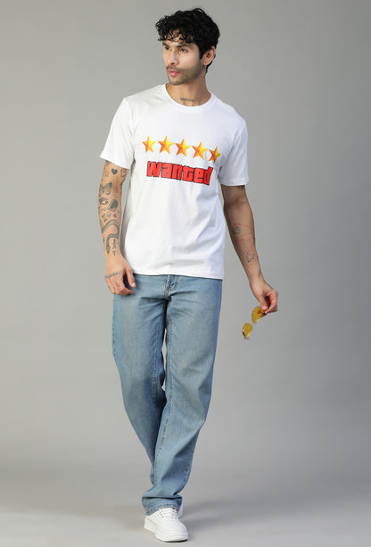 Wanted Design Printed Regular Fit Printed T-Shirt White