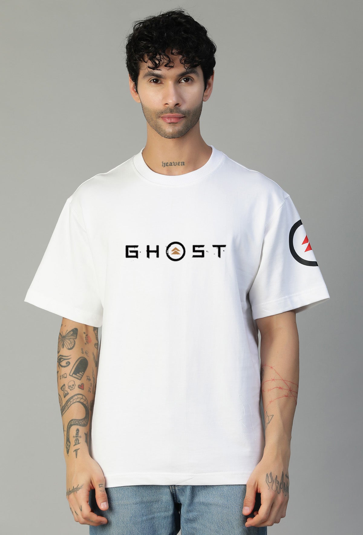Ghost Premium Design White Pure Cotton Oversized T-shirt.