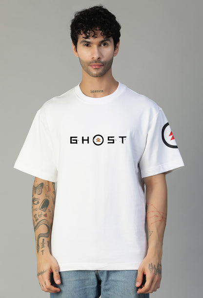 Ghost Premium Design White Pure Cotton Oversized T-shirt