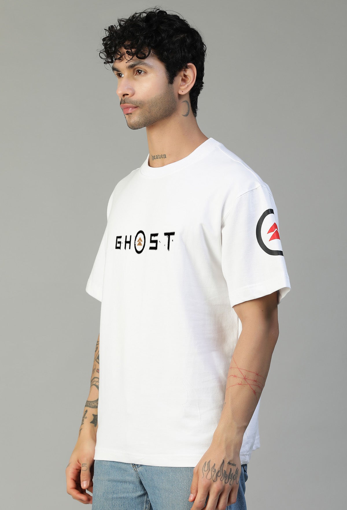 Ghost Premium Design White Pure Cotton Oversized T-shirt.