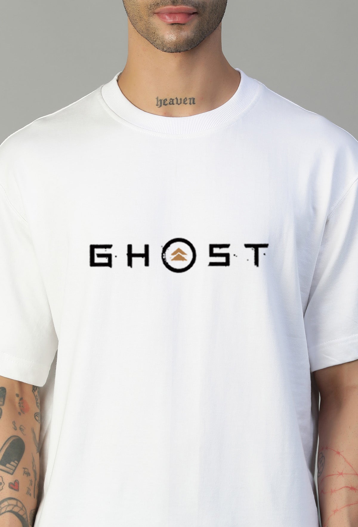 Ghost Premium Design White Pure Cotton Oversized T-shirt.