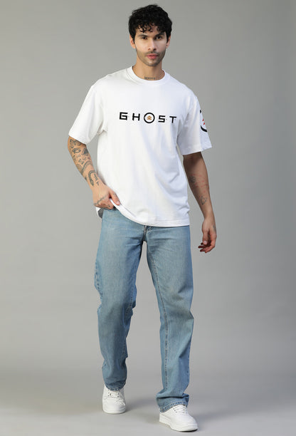 Ghost Premium Design White Pure Cotton Oversized T-shirt