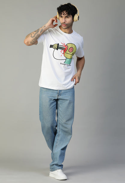 Funky Troll Face Design Regular Fit White T-Shirt