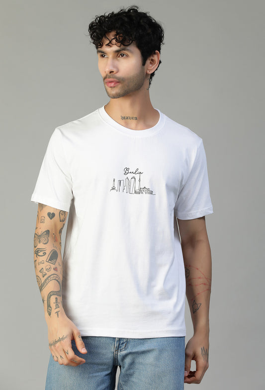 Regular Fit Graphic Printed White T-Shirt