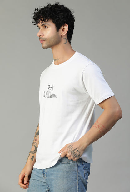 Regular Fit Graphic Printed White T-Shirt