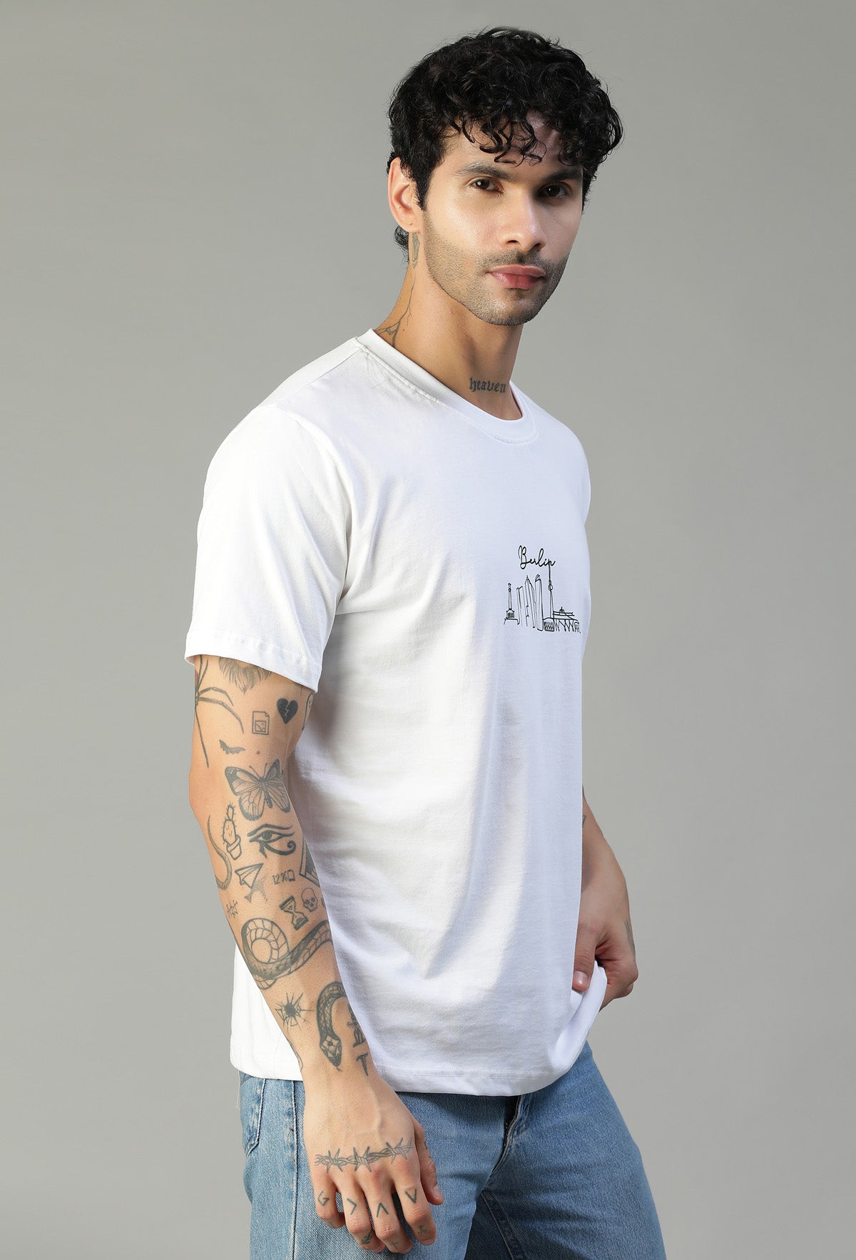 Regular Fit Graphic Printed White T-Shirt