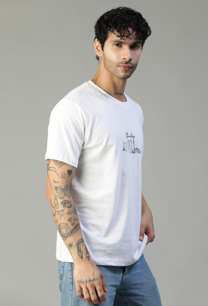 Regular Fit Graphic Printed White T-Shirt