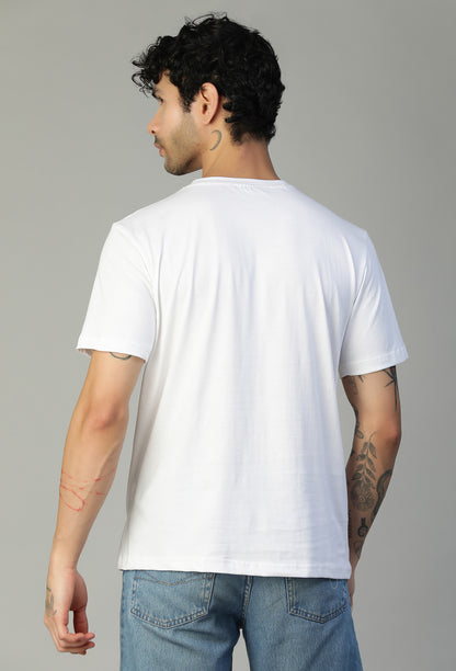 Regular Fit Graphic Printed White T-Shirt