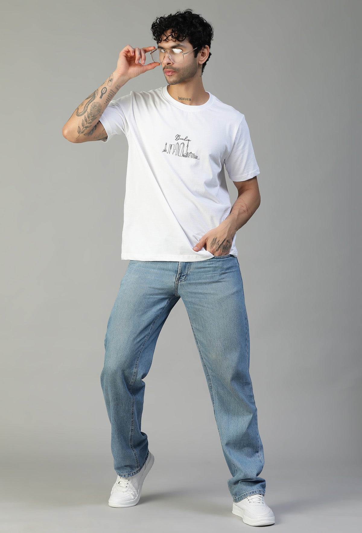 Regular Fit Graphic Printed White T-Shirt