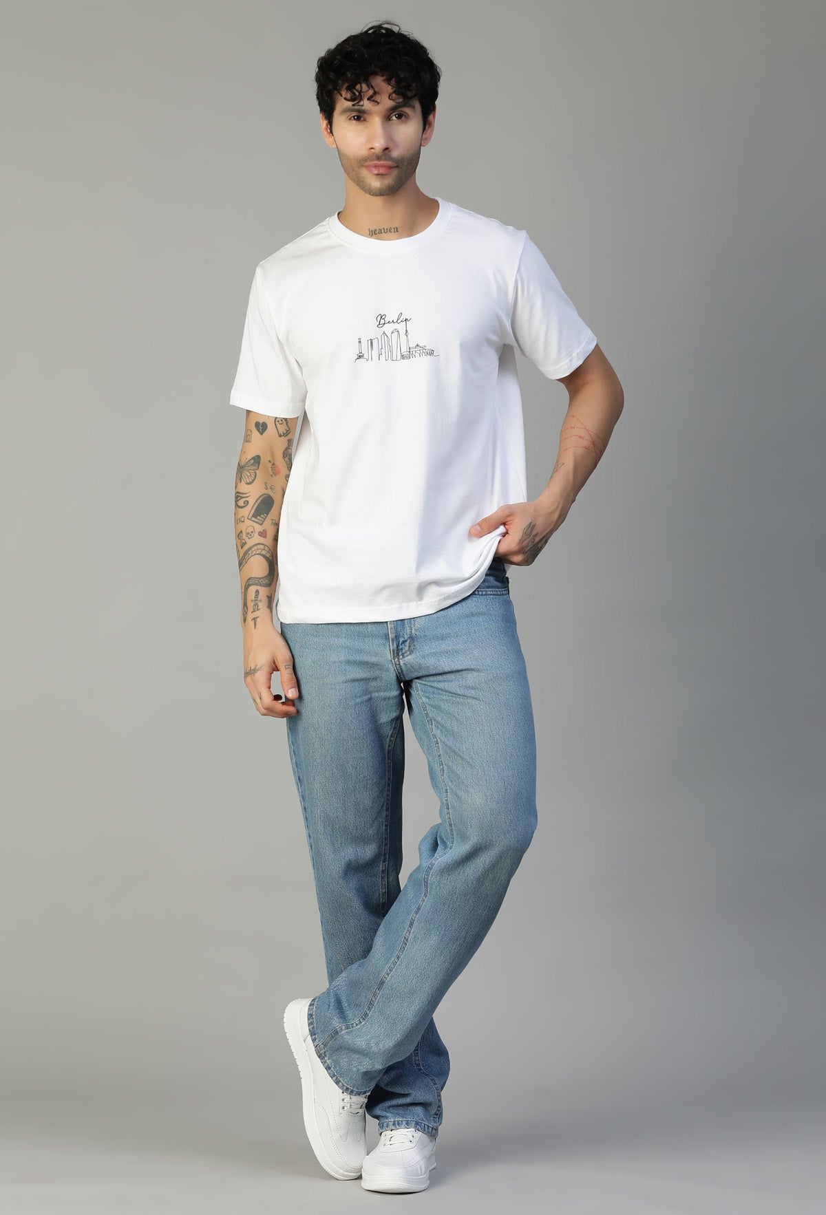 Regular Fit Graphic Printed White T-Shirt