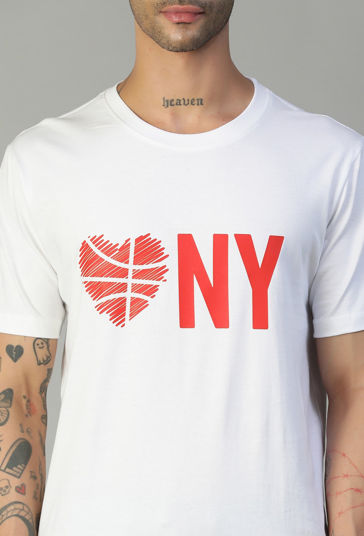 Minimal NYC Text Printed White Regular Fit T-Shirt.