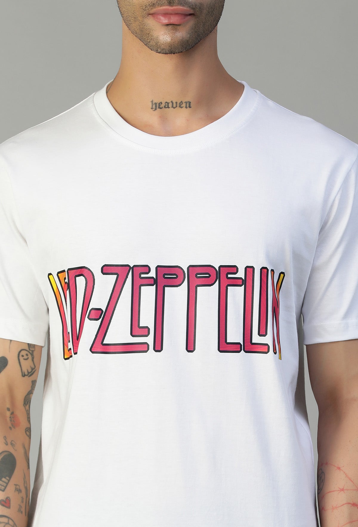 Regular Fit Led zeppelin Graphic Printed T-Shirt White.