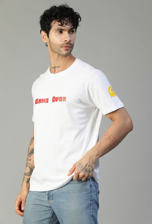 Pacman Gameover Regular Fit Printed T-Shirt White