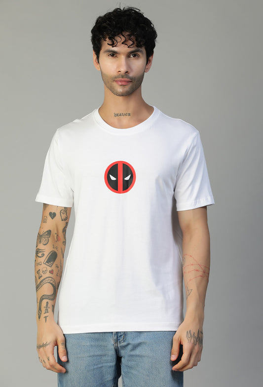 Regular Fit Deadpool Printed T-Shirt White