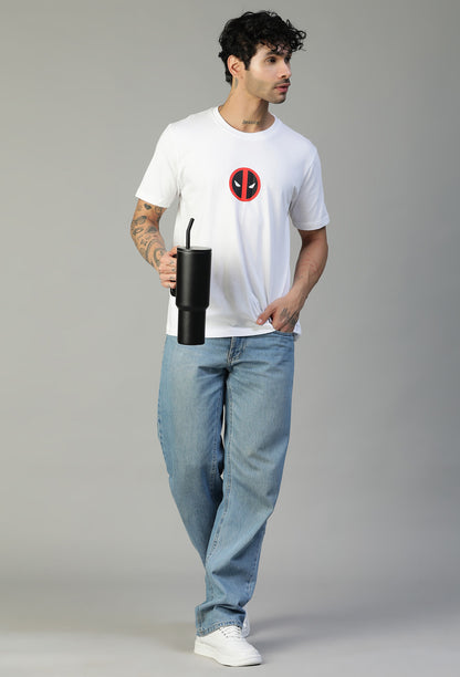 Regular Fit Deadpool Printed T-Shirt White