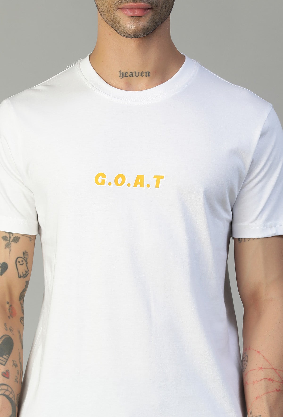 Hera-Feri Goat Design Regular Fit Printed White T-Shirt.