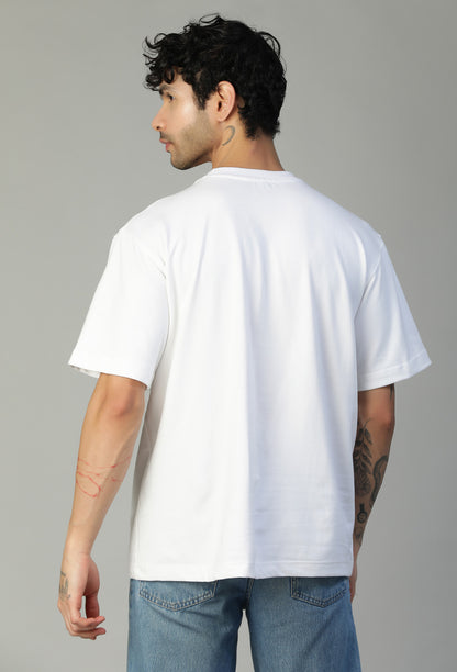 Premium Spiderman Graphic Printed Pure Cotton Drop-Shoulder Sleeves Oversized T-shirt White