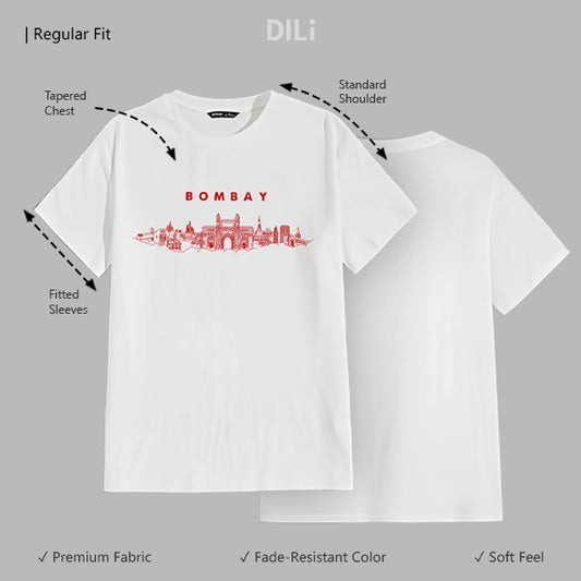 Regular Fit Classic Old Bombay Graphic Printed T-Shirt White