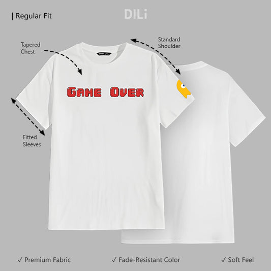 Pacman Gameover Regular Fit Printed T-Shirt White