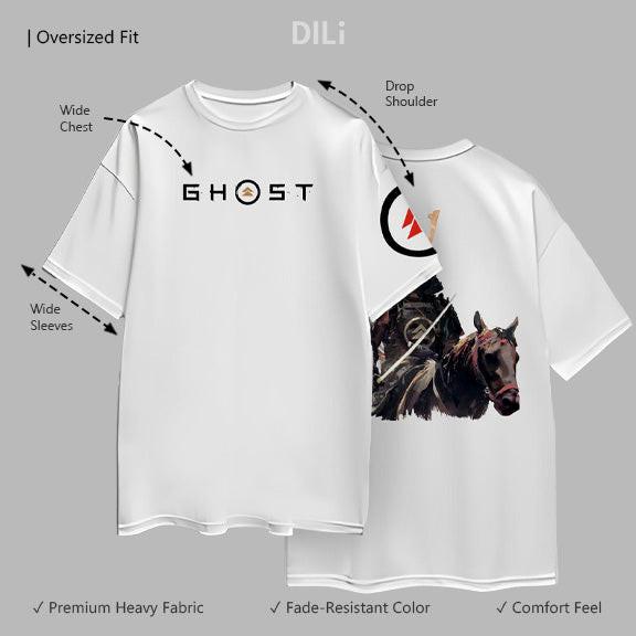 Ghost Premium Design White Pure Cotton Oversized T-shirt.
