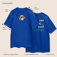 Premium Cotton Evergreen Text Printed Drop-Shoulder Sleeves Royal Blue Oversized T-shirt