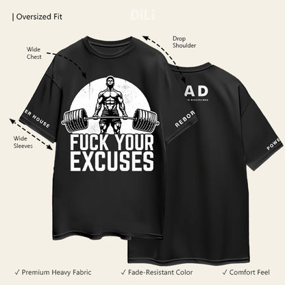 MAD Printed Premium Pure Cotton Oversized Black T-shirt