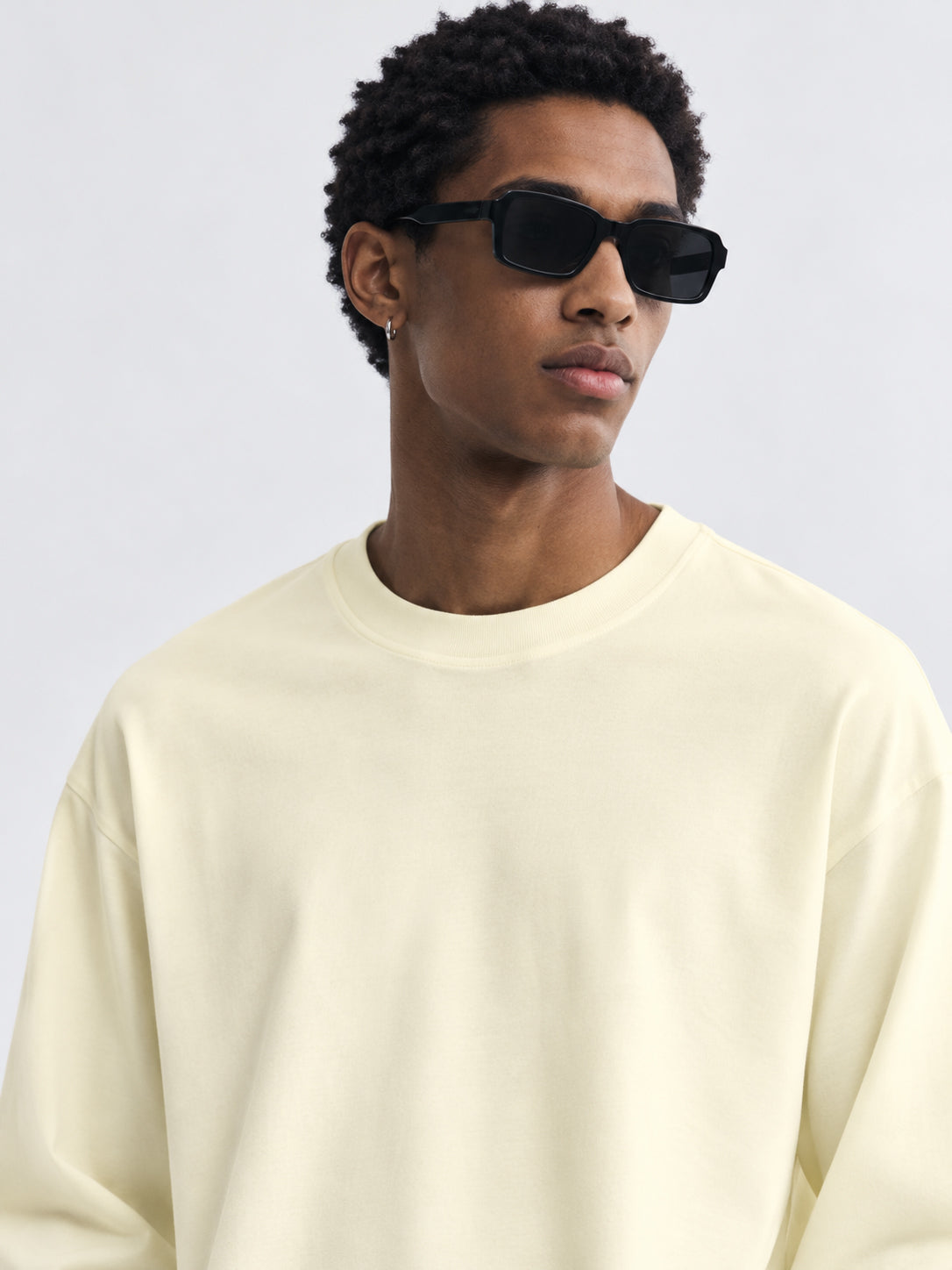 Men's Ivory Cream Oversized Full Sleeve T-Shirt zommed view