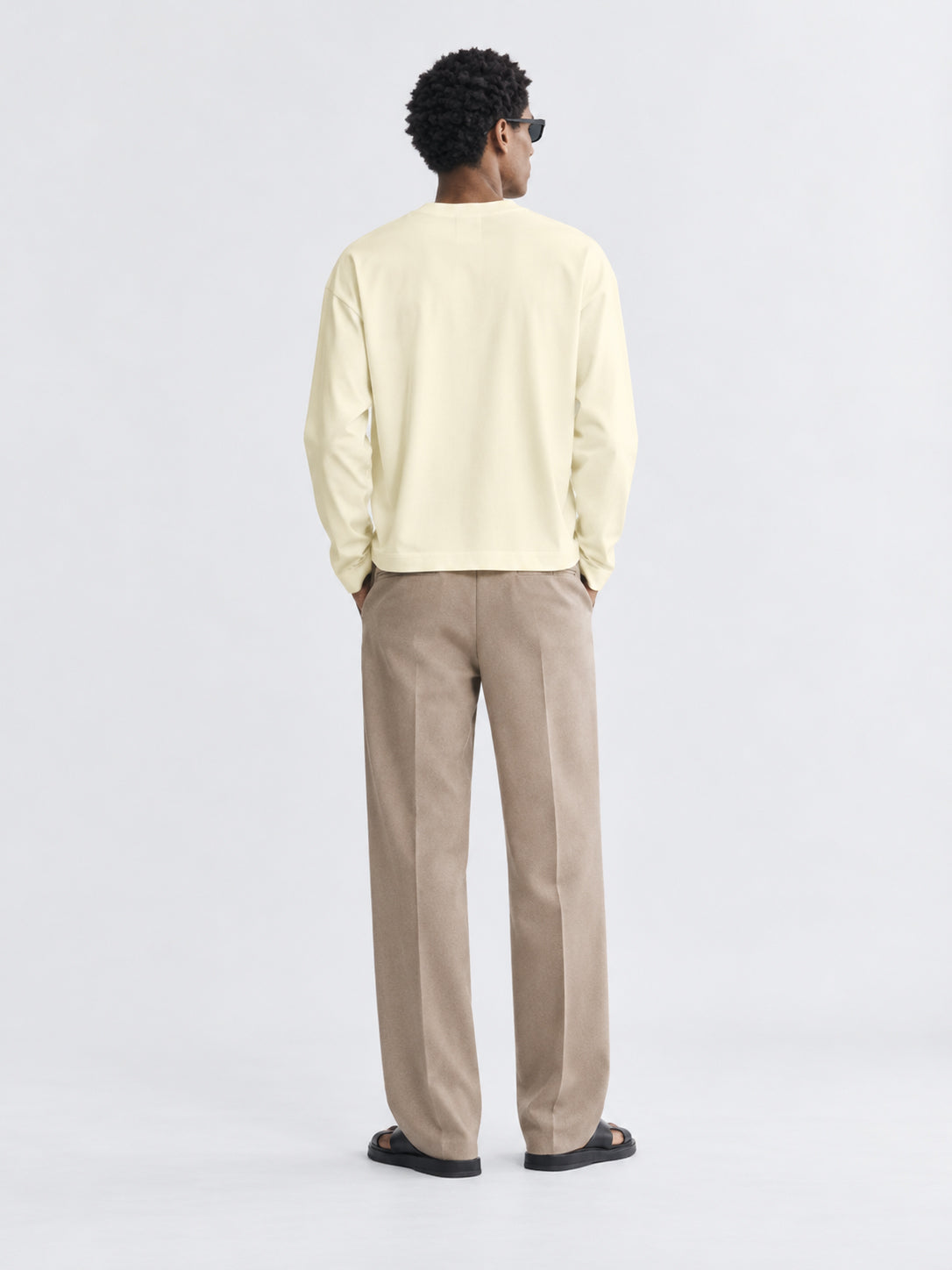 Men's Ivory Cream Oversized Full Sleeve T-Shirt back view