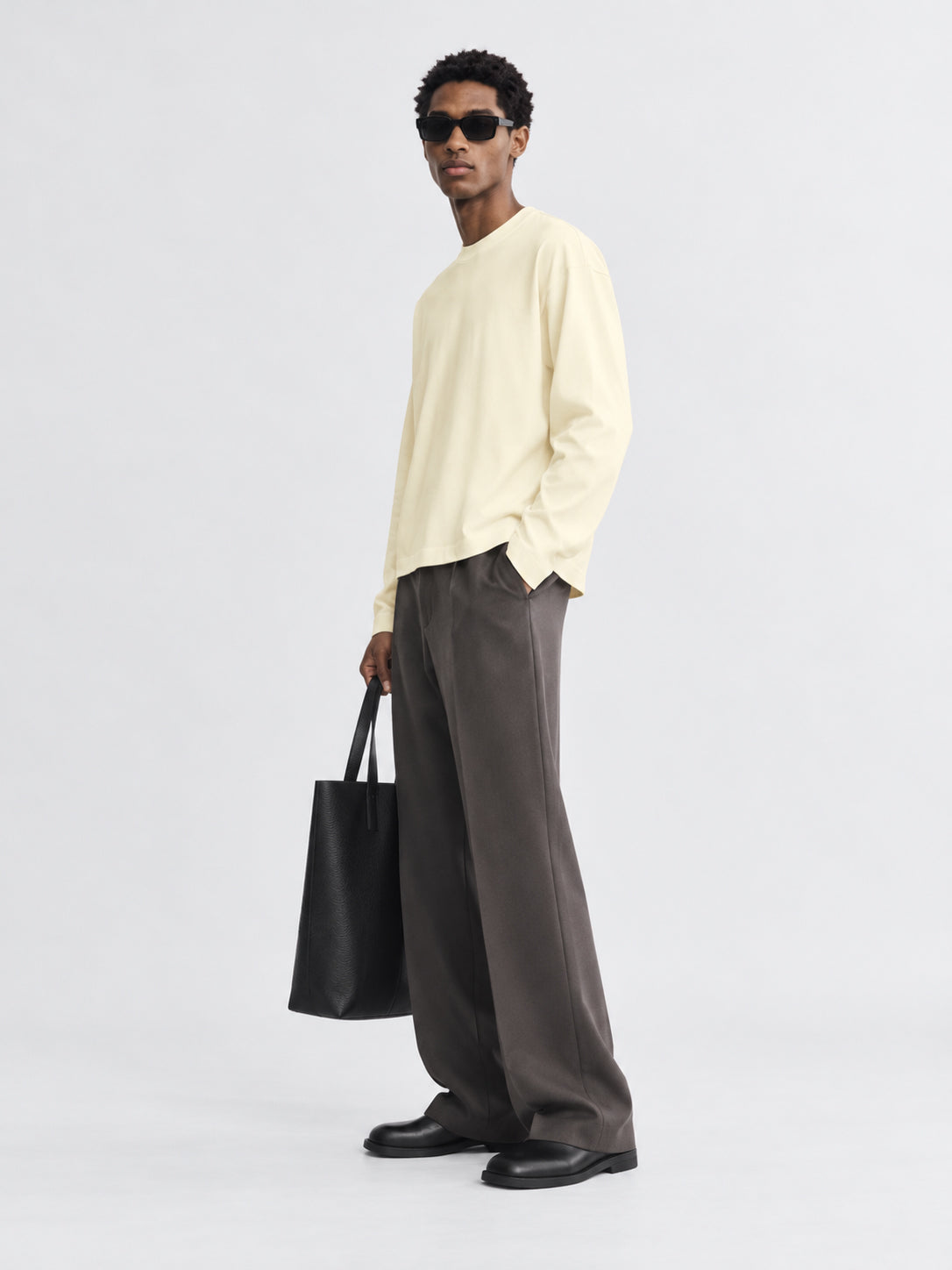 Men's Ivory Cream Oversized Full Sleeve T-Shirt prop view