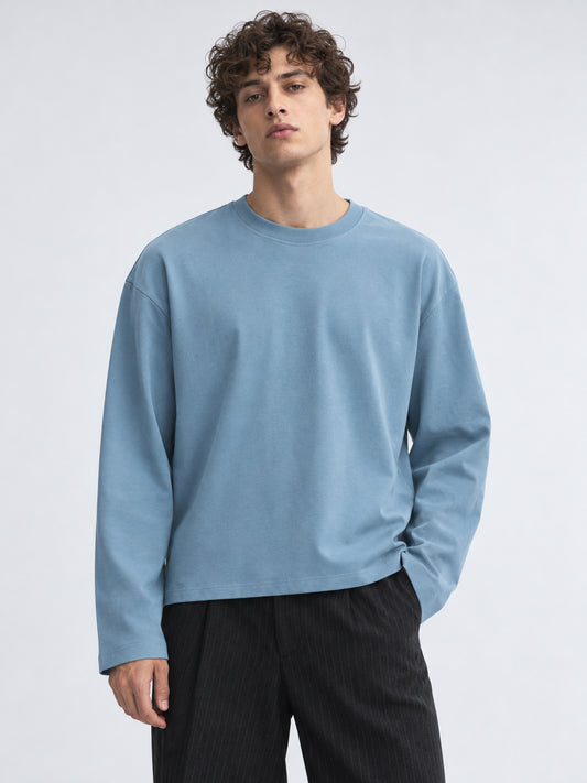 Men's Dusty Blue Oversized Full Sleeve T-Shirt