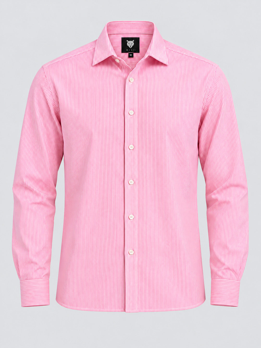 DILI pink and white striped long sleeve shirt product front view