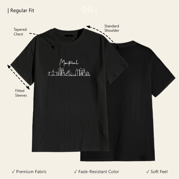Regular Fit Montreal Graphic Printed T-Shirt Black