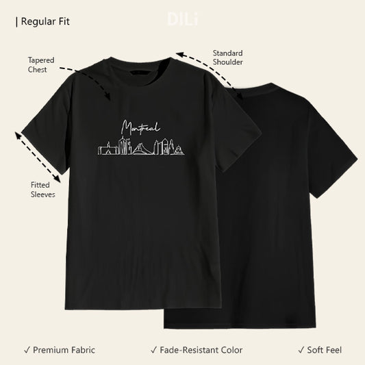 Regular Fit Montreal Graphic Printed T-Shirt Black