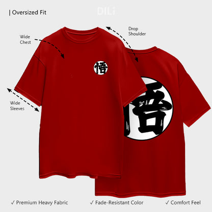 Goku Unique Graphic Printed Red Pure Cotton Oversized T-shirt