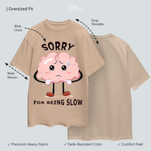 Graphic Printed Pure Cotton Oversized T-shirt Beige