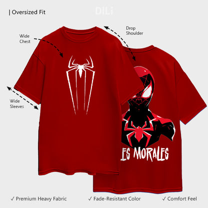 Spider Printed Pure Cotton Oversized T-shirt Red