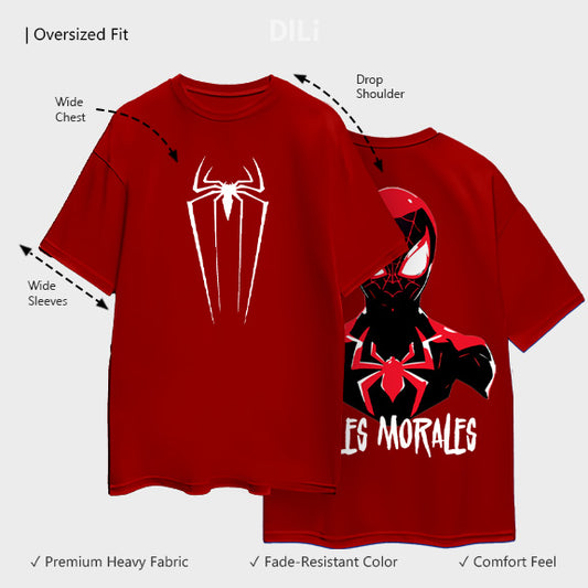 Spider Printed Pure Cotton Oversized T-shirt Red