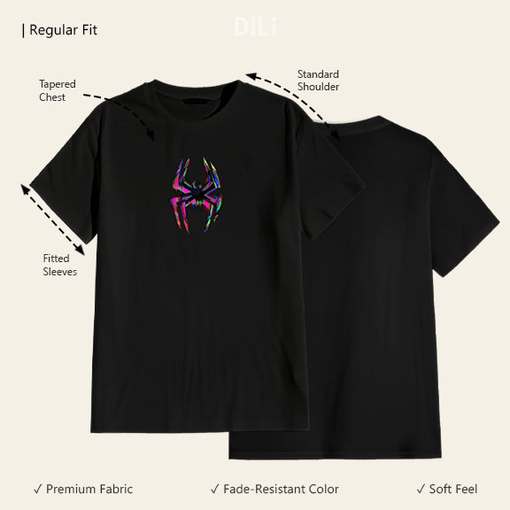 Spider Symbol Regular Fit Printed T-Shirt Black