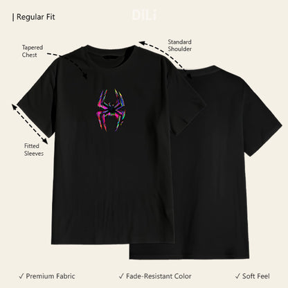 Spider Symbol Regular Fit Printed T-Shirt Black
