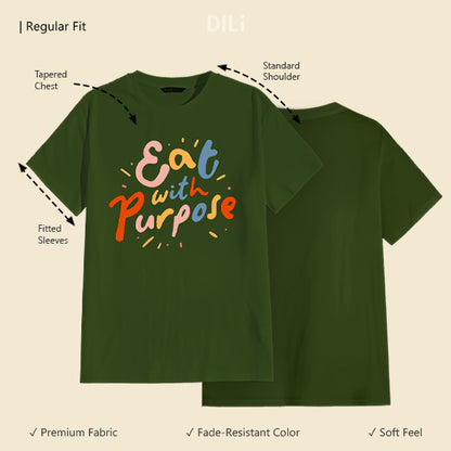 Text Design Printed Regular Fit Printed T-Shirt Olive